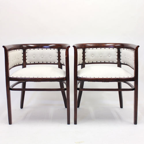 Pair of bentwood Fischel armchairs, in the style of Josef Hoffmann, early 20th century