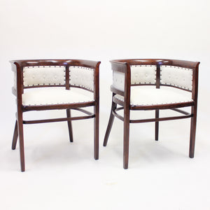 Pair of bentwood Fischel armchairs, in the style of Josef Hoffmann, early 20th century