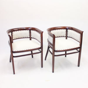 Pair of bentwood Fischel armchairs, in the style of Josef Hoffmann, early 20th century