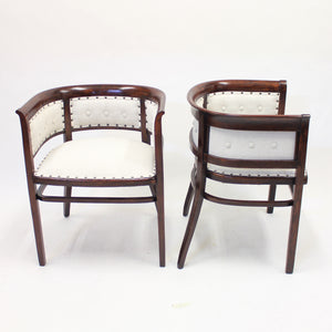 Pair of bentwood Fischel armchairs, in the style of Josef Hoffmann, early 20th century