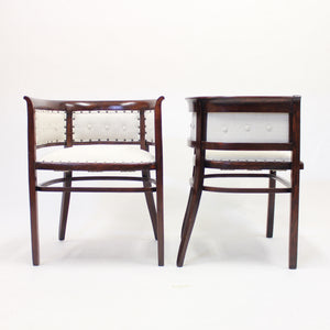 Pair of bentwood Fischel armchairs, in the style of Josef Hoffmann, early 20th century