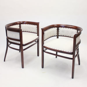 Pair of bentwood Fischel armchairs, in the style of Josef Hoffmann, early 20th century