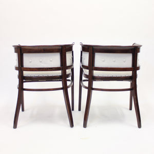 Pair of bentwood Fischel armchairs, in the style of Josef Hoffmann, early 20th century