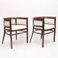 Load image into Gallery viewer, Pair of bentwood Fischel armchairs, in the style of Josef Hoffmann, early 20th century