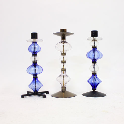 Erik Höglund, set of 3 large candle holders for Boda Smide, 1960s