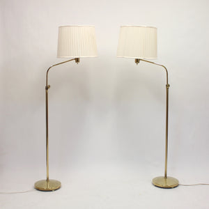 ASEA, pair of brass floor lamps attributed to Hans Bergström, 1950s