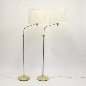 ASEA, pair of brass floor lamps attributed to Hans Bergström, 1950s