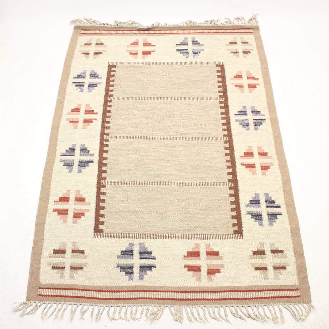 Swedish flat weave Röllakan carpet, 1960s