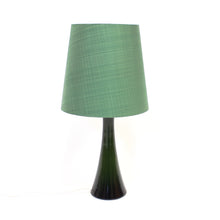 Load image into Gallery viewer, Green glass and teak table lamp by Bergboms, 1960s