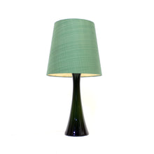 Load image into Gallery viewer, Green glass and teak table lamp by Bergboms, 1960s