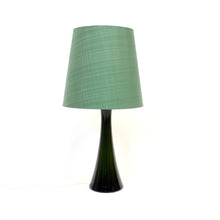 Load image into Gallery viewer, Green glass and teak table lamp by Bergboms, 1960s