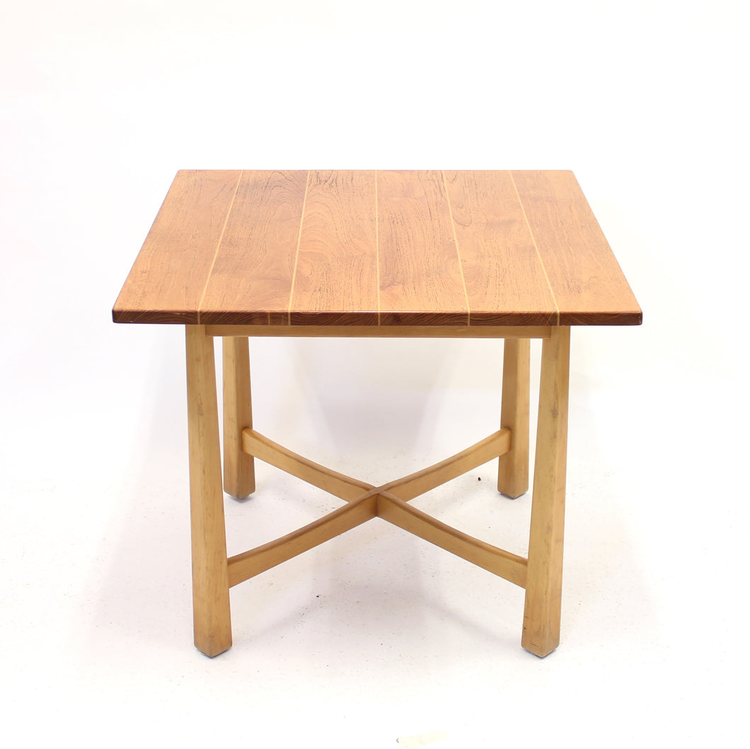 Swedish modern teak and birch table, mid 20th century