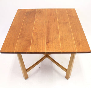 Swedish modern teak and birch table, mid 20th century