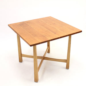 Swedish modern teak and birch table, mid 20th century