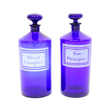 Load image into Gallery viewer, Pair of French cobalt blue apothecary bottles, early 20th century
