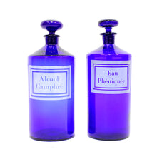 Load image into Gallery viewer, Pair of French cobalt blue apothecary bottles, early 20th century