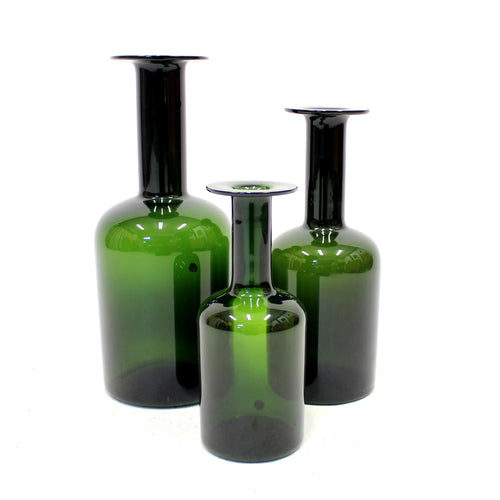 Otto Brauer, set of 3 large Danish Holmegaard vases, 1960s