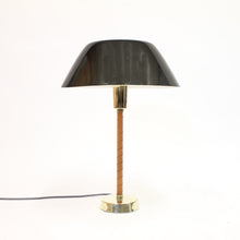 Load image into Gallery viewer, Lisa Johansson-Pape, brass and leather Senator table lamp for Orno, 1950s