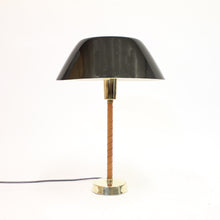 Load image into Gallery viewer, Lisa Johansson-Pape, brass and leather Senator table lamp for Orno, 1950s