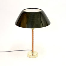 Load image into Gallery viewer, Lisa Johansson-Pape, brass and leather Senator table lamp for Orno, 1950s