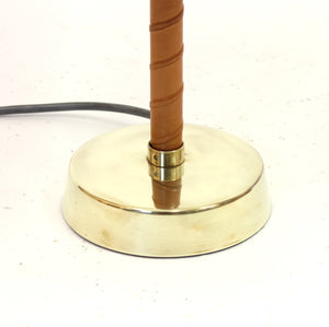 Lisa Johansson-Pape, brass and leather Senator table lamp for Orno, 1950s