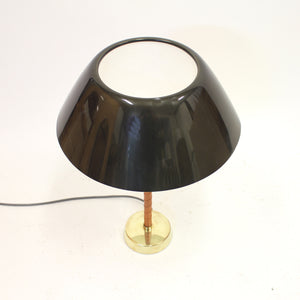 Lisa Johansson-Pape, brass and leather Senator table lamp for Orno, 1950s