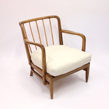 Load image into Gallery viewer, Otto Schulz, rare Swedish Modern birch, bambu &amp; rattan longe chair, ca 1940