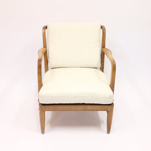 Very rare Swedish Modern birch, bambu & rattan longe chair, attr. to Otto Schulz, ca 1940