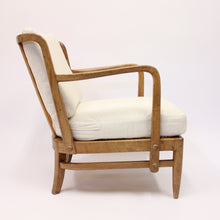 Load image into Gallery viewer, Otto Schulz, rare Swedish Modern birch, bambu &amp; rattan longe chair, ca 1940