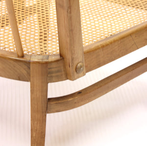 Very rare Swedish Modern birch, bambu & rattan longe chair, attr. to Otto Schulz, ca 1940