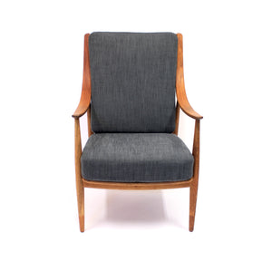 Hvidt & Mølgaard-Nielsen, teak and oak lounge chair FD 145, France & Daverkosen, 1950s