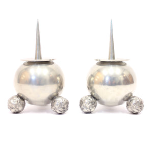 Pair of pewter Art Deco candle holders, C.G Hallberg, 1930s