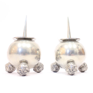 Pair of pewter Art Deco candle holders, C.G Hallberg, 1930s