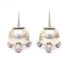 Load image into Gallery viewer, Pair of pewter Art Deco candle holders, C.G Hallberg, 1930s
