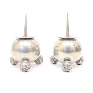 Pair of pewter Art Deco candle holders, C.G Hallberg, 1930s