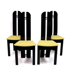 Set of 4 high back postmodern chairs form Mørkøv Møbelindustri ApS, 1980s