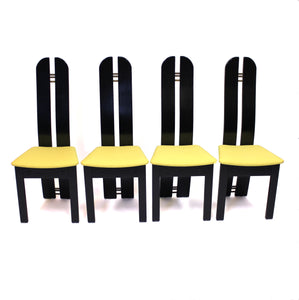 Set of 4 high back postmodern chairs form Mørkøv Møbelindustri ApS, 1980s