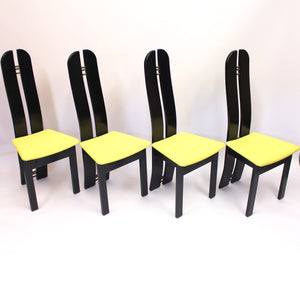 Set of 4 high back postmodern chairs form Mørkøv Møbelindustri ApS, 1980s