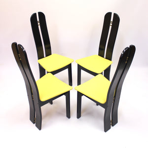 Set of 4 high back postmodern chairs form Mørkøv Møbelindustri ApS, 1980s