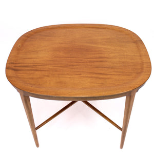 Oval tray shaped Mahogany side table by Bodafors, 1950s