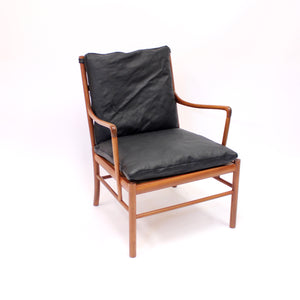 Ole Wanscher, Colonial chair in leather and Mahogany, P. Jeppesen, late 20th century