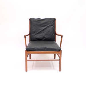Ole Wanscher, Colonial chair in leather and Mahogany, P. Jeppesen, late 20th century