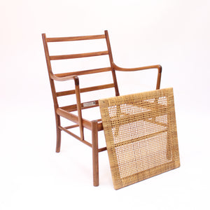 Ole Wanscher, Colonial chair in leather and Mahogany, P. Jeppesen, late 20th century