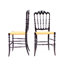 Load image into Gallery viewer, Pair of vintage Chiavari chairs with leather seats, ca 1950
