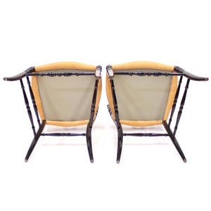 Pair of vintage Chiavari chairs with leather seats, ca 1950