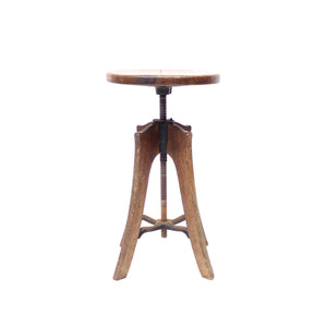 Height adjustable industrial stool in oak, 1920/1930s
