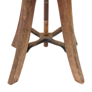 Height adjustable industrial stool in oak, 1920/1930s