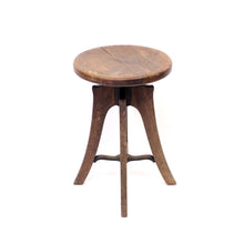 Load image into Gallery viewer, Height adjustable industrial stool in oak, 1920/1930s