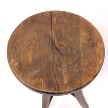 Load image into Gallery viewer, Height adjustable industrial stool in oak, 1920/1930s