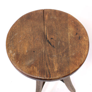 Height adjustable industrial stool in oak, 1920/1930s